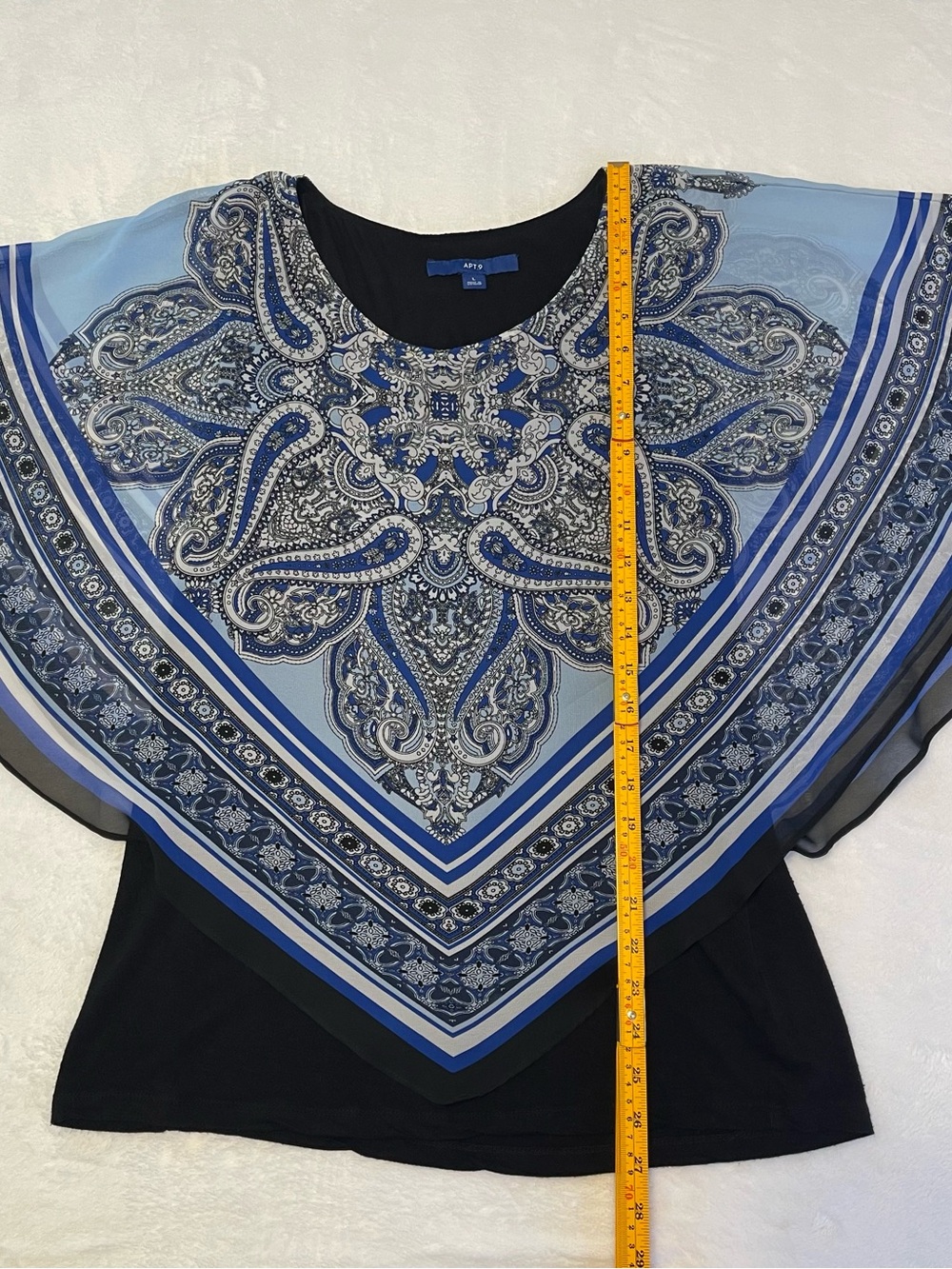 Apt. 9 Women’s Large Blue and Black Paisley Overlay With Attached Tank Top Boho - Picture 7 of 9